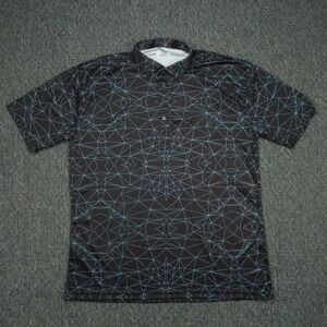 Collars & Co Shirt Mens XXL Black Blue‎ Abstract Short Sleeve Performance Polo